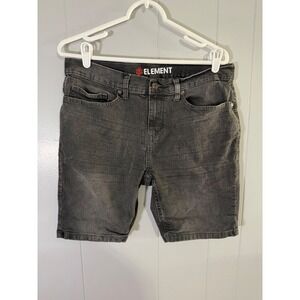 Element Denim Shorts Mens 34 Black Faded Skater Five Pocket Casual Jean Shorts